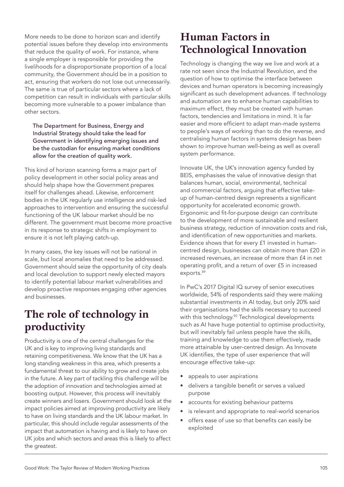 Page 105 of 116: Featured Futurist: Taylor Review of Modern Working Practises, The RSA