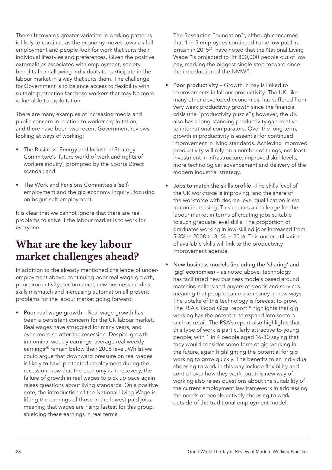 Page 28 of 116: Featured Futurist: Taylor Review of Modern Working Practises, The RSA