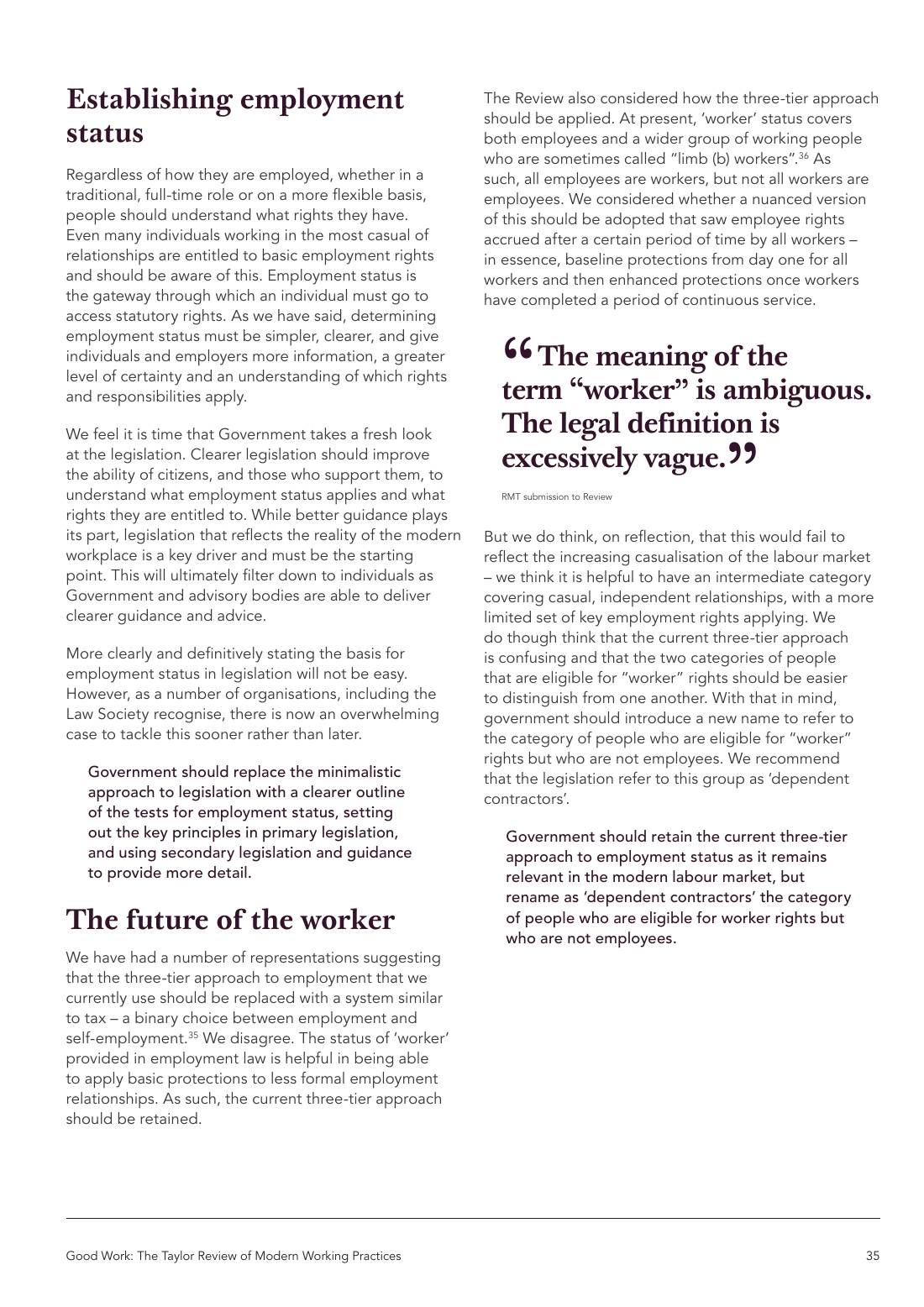 Page 35 of 116: Featured Futurist: Taylor Review of Modern Working Practises, The RSA