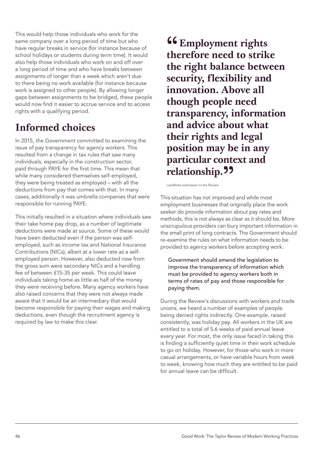 Page 46 of 116: Featured Futurist: Taylor Review of Modern Working Practises, The RSA