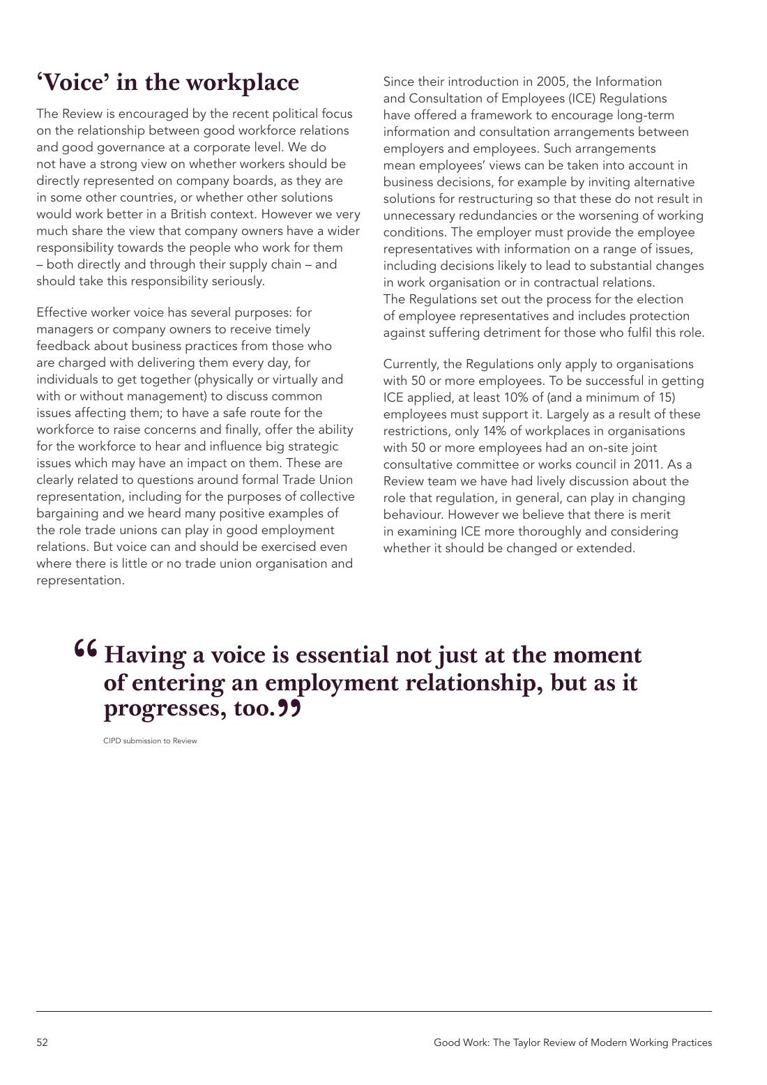 Page 52 of 116: Featured Futurist: Taylor Review of Modern Working Practises, The RSA