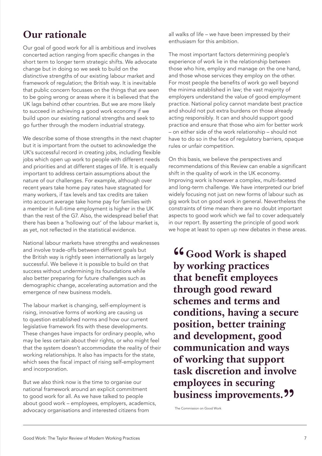 Page 7 of 116: Featured Futurist: Taylor Review of Modern Working Practises, The RSA