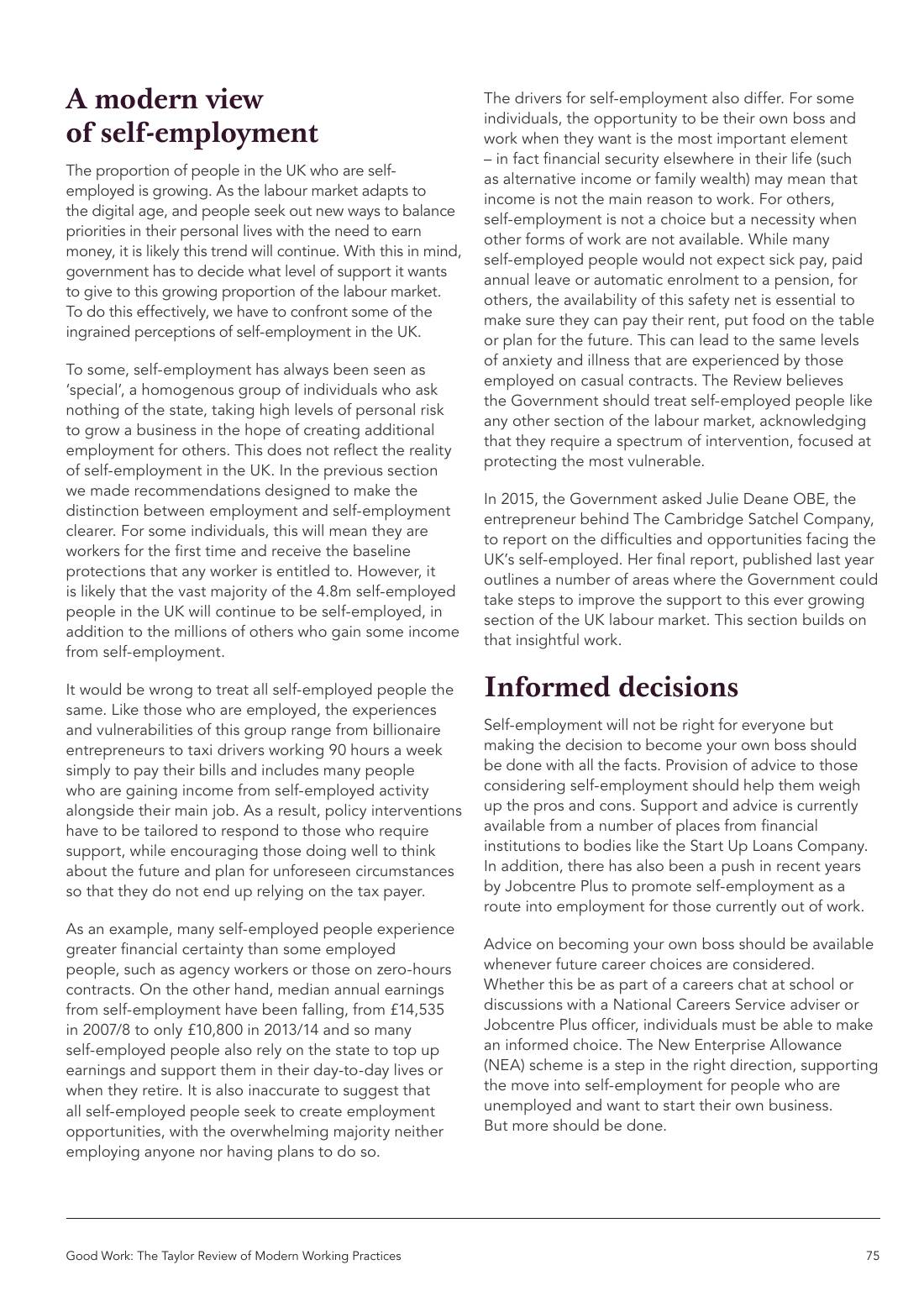 Page 75 of 116: Featured Futurist: Taylor Review of Modern Working Practises, The RSA