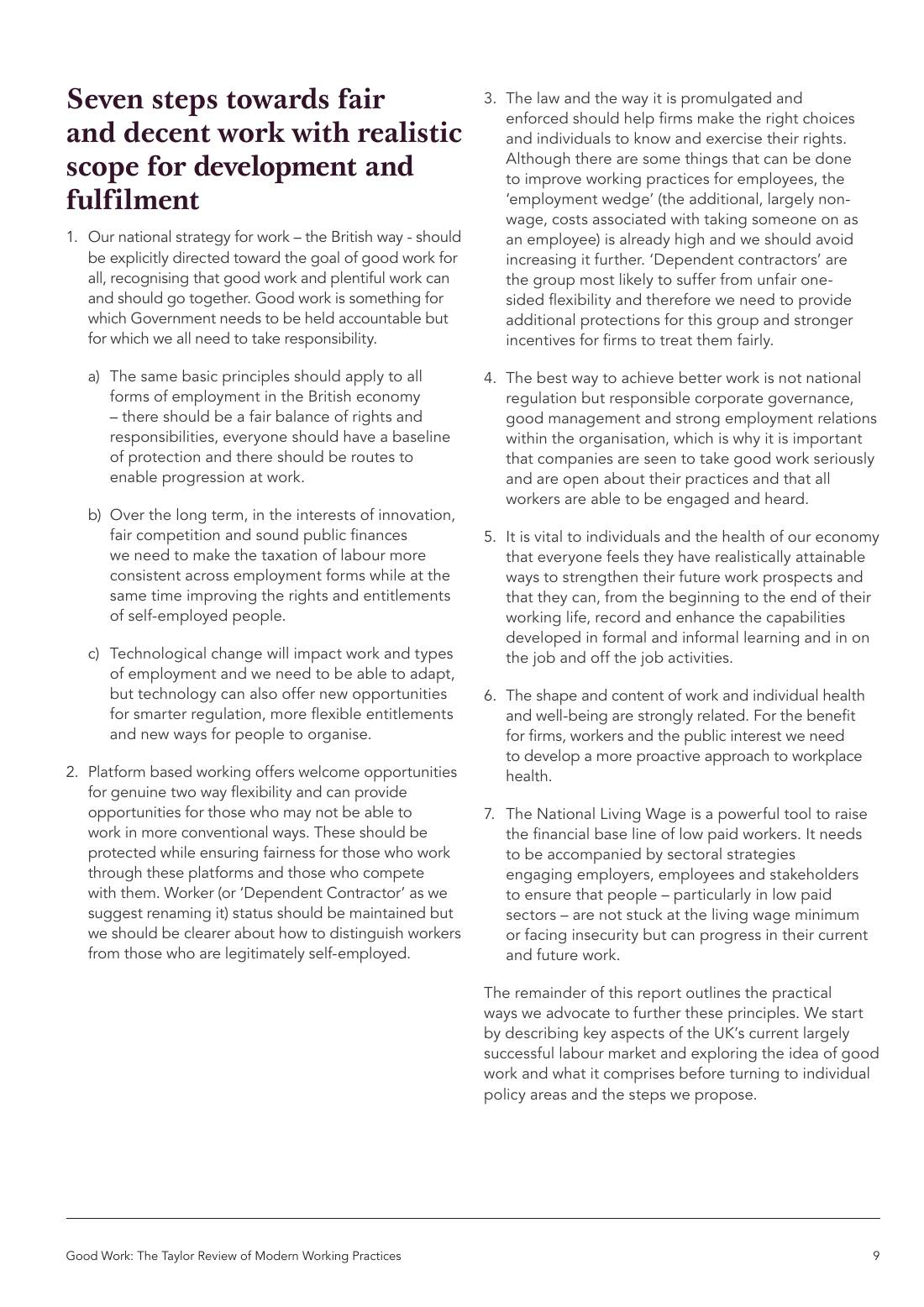 Page 9 of 116: Featured Futurist: Taylor Review of Modern Working Practises, The RSA