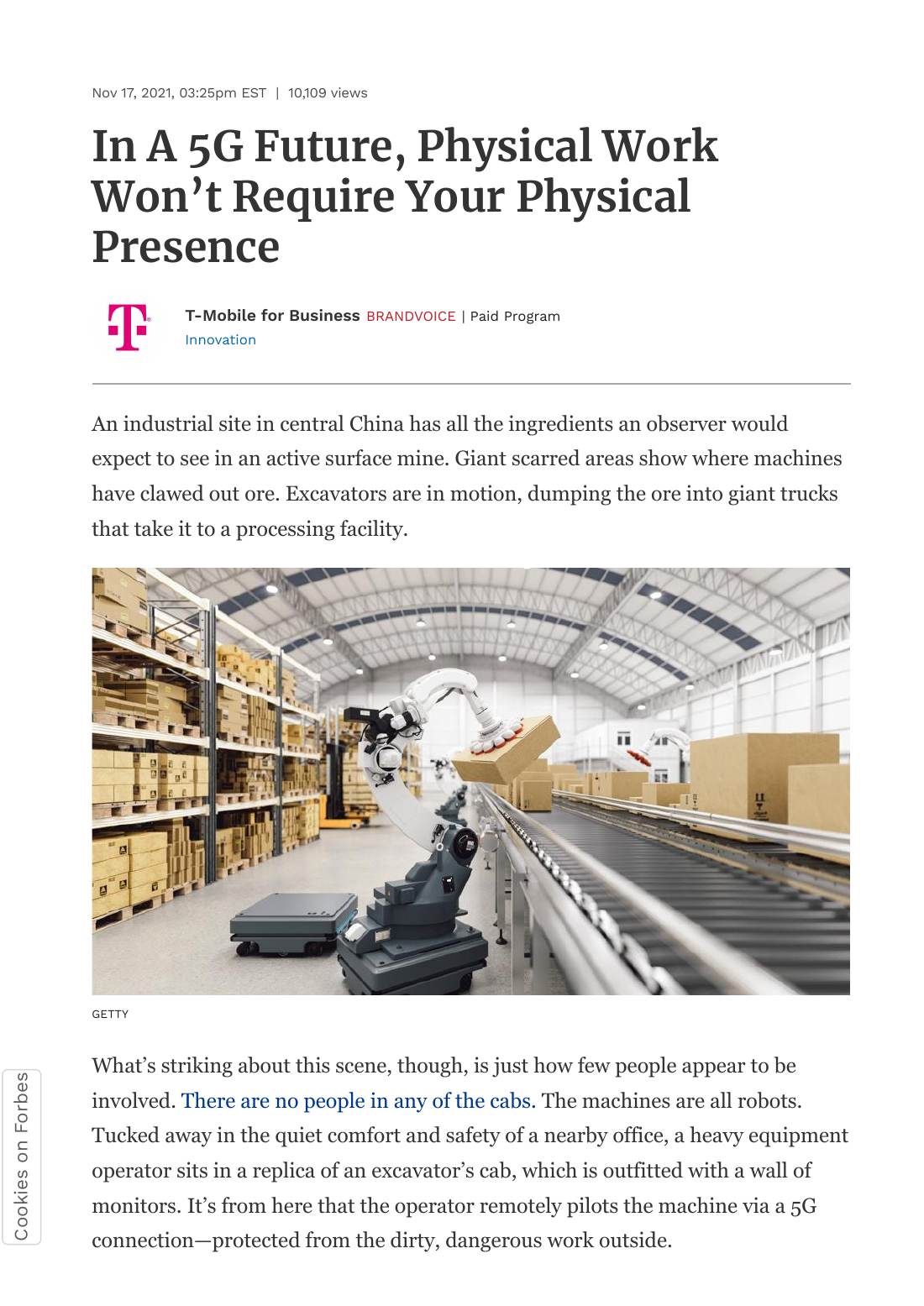 Page 1 of 4: Featured Futurist: In A 5G Future Physical Work Won’t Require Your Physical Presence, Forbes