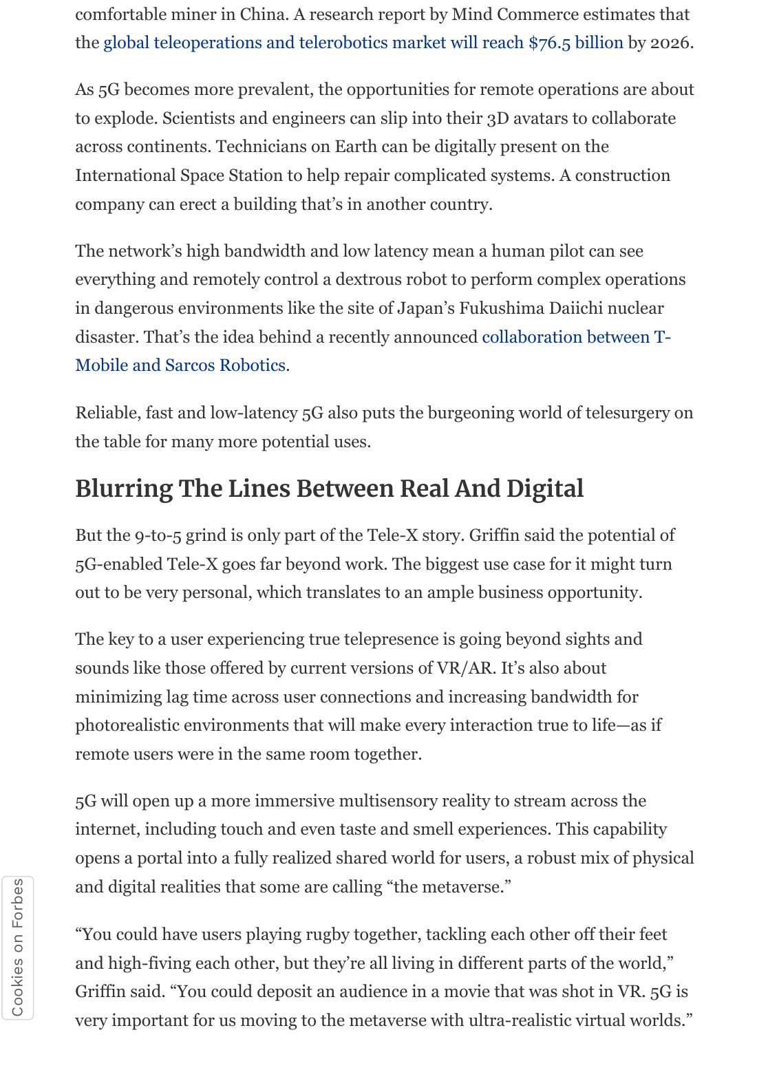 Page 3 of 4: Featured Futurist: In A 5G Future Physical Work Won’t Require Your Physical Presence, Forbes