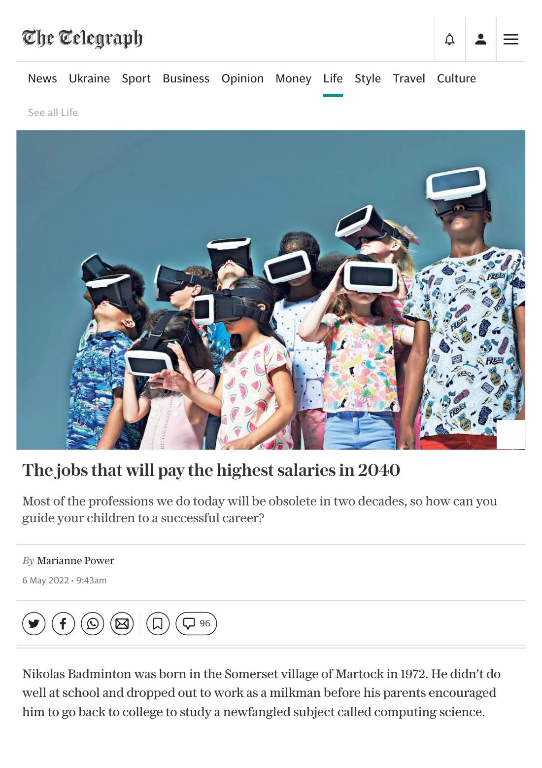 Page 1 of 13: Featured Futurist: The Jobs of 2040, Telegraph