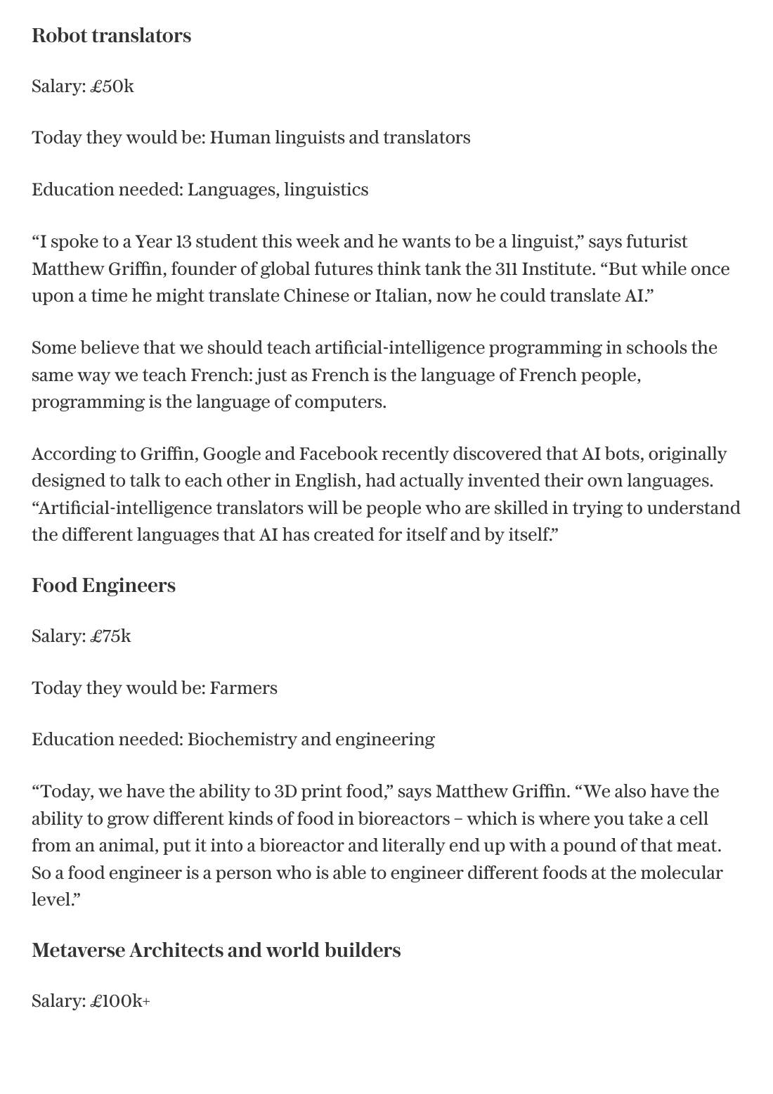 Page 8 of 13: Featured Futurist: The Jobs of 2040, Telegraph